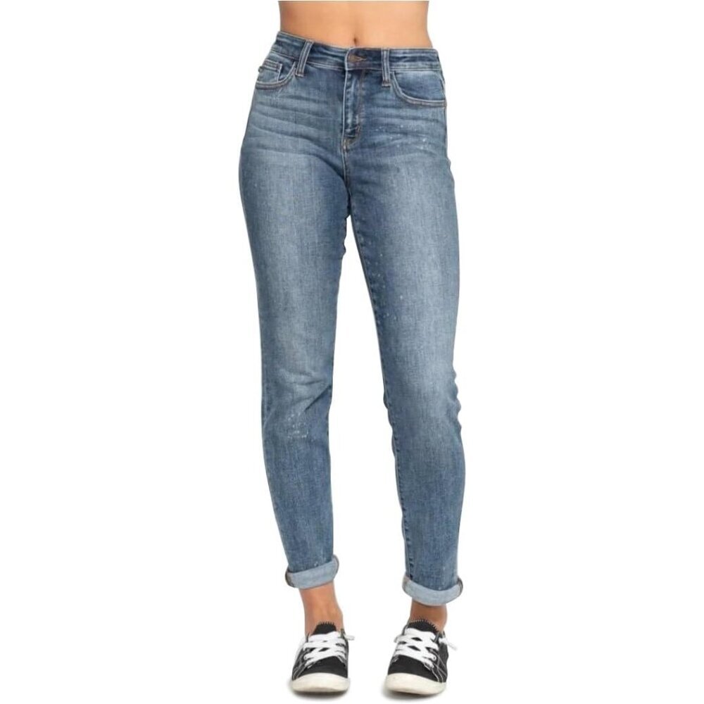 High Rise Bleach Splash Boyfriend Jeans Womens Size 11 Comfortable Edgy Fit